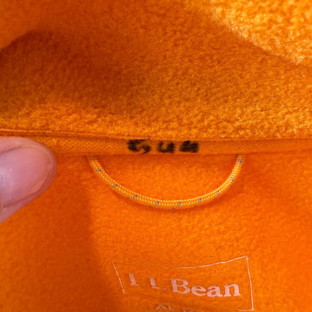LL Bean Mens Polartec Fleece Vest XL Orange Full Zip Sleeveless Jacket 284628 - Picture 6 of 7